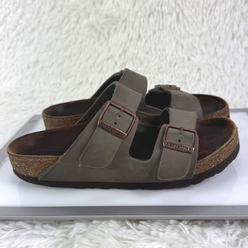 Birkenstock Arizona Olive Gray Copper Buckle Sandals EU 35